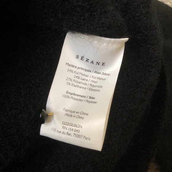 SEZANE Melina Cardigan Noir Sz Small - Picture 6 of 6